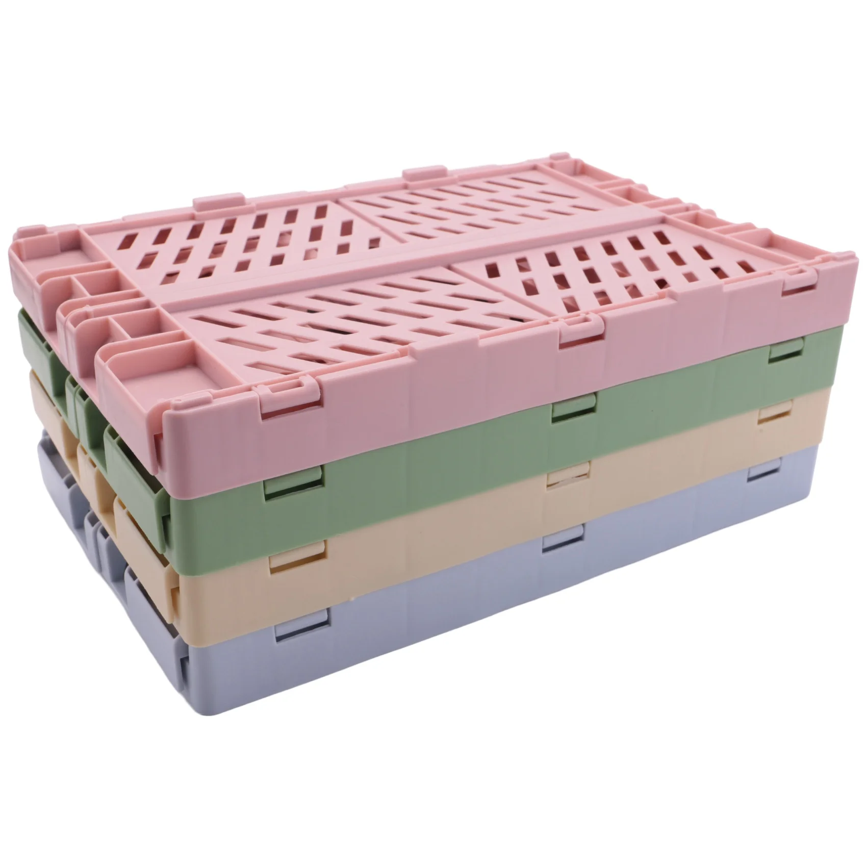 

4Pcs Collapsible Basket Folding Storage Box Crate Plastic Container Durable Transportable Foldable Basket Random