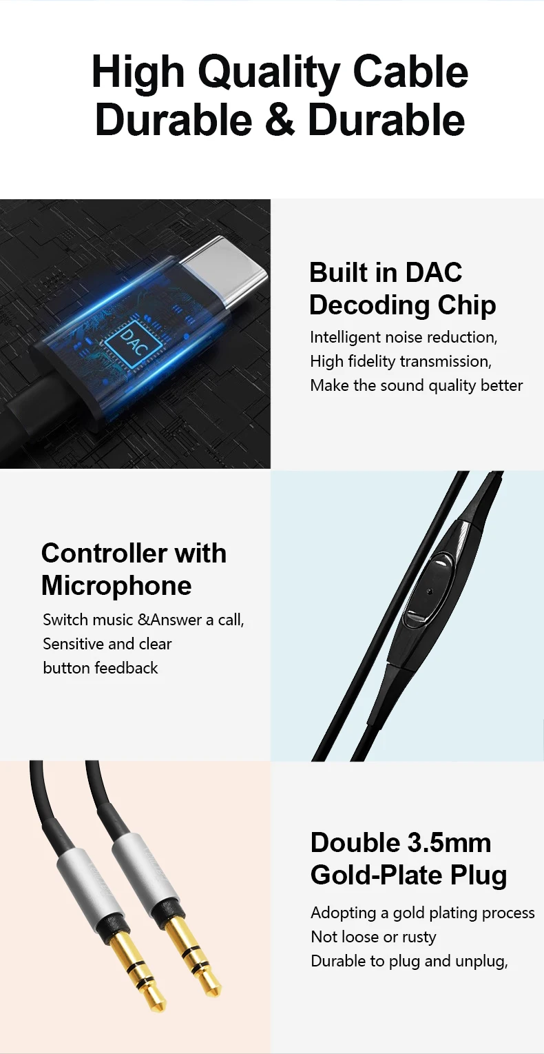 For HIFIMAN SONY HE6se HE560 HE400se HE1000se MDR-Z7 Z1R D7100 D7200 Replaceable Earphones TYPEC to Double 3.5mm Upgrade Cable