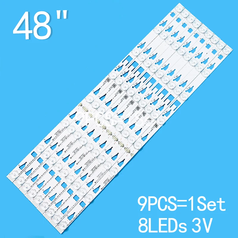 New 9PCS/lot 537mm 8LEDs 3V For 48