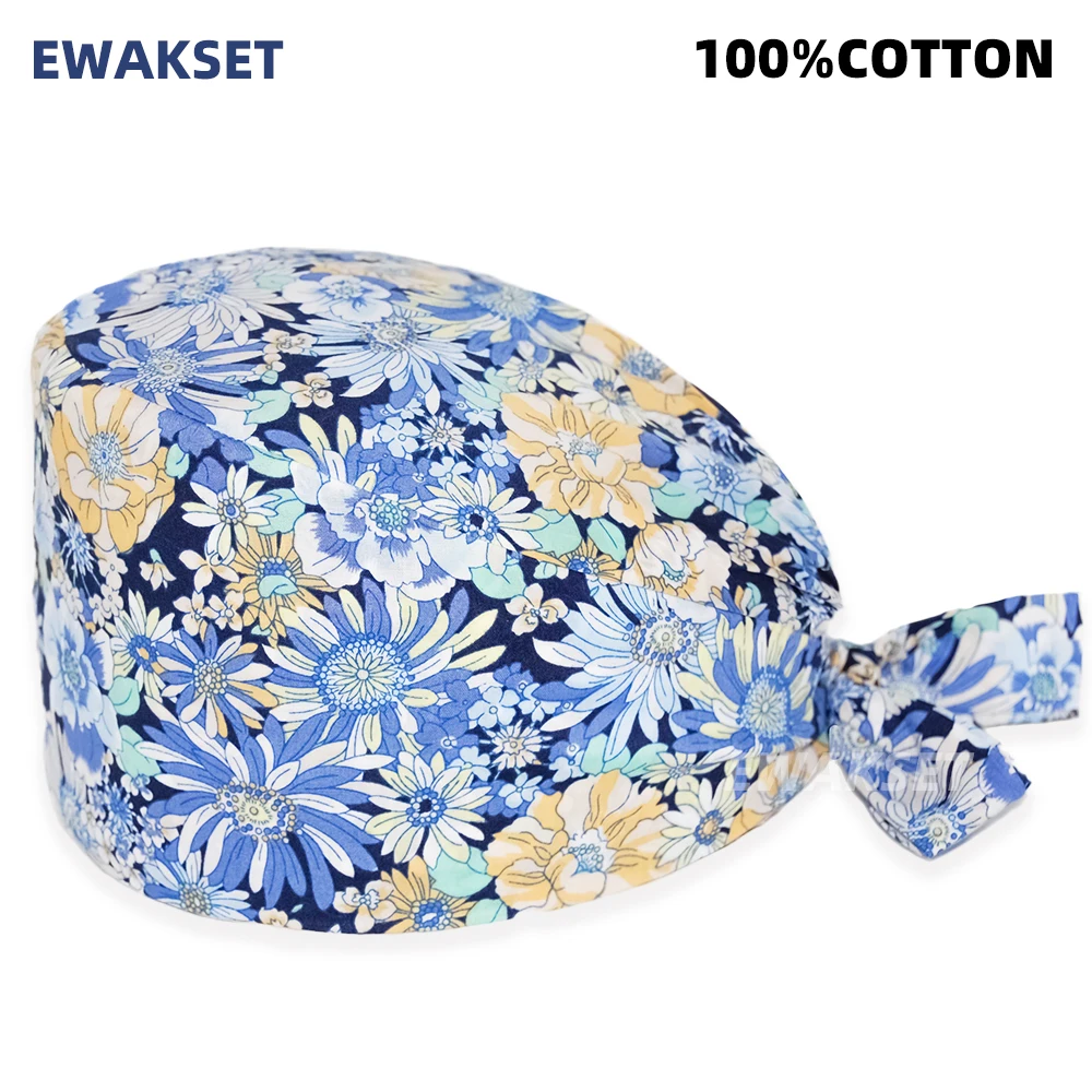 Scrub Cap New Soft Cap Cotton Adjustable Cartoon Scrubs Hats lab Working Surgicals hat pharmacy Dentist Nursing accessories Scrub Caps