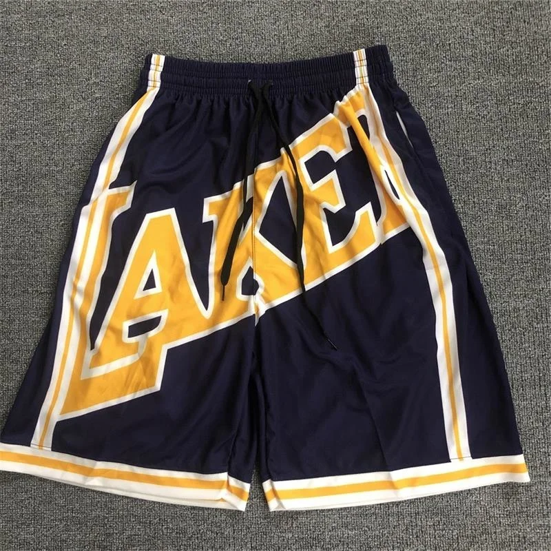 Ah yuan  Vintage Street Basketball Pants Warriors Raptors Sports Training Men\'s Loose Oversized Shorts Male Casual Sweatpants