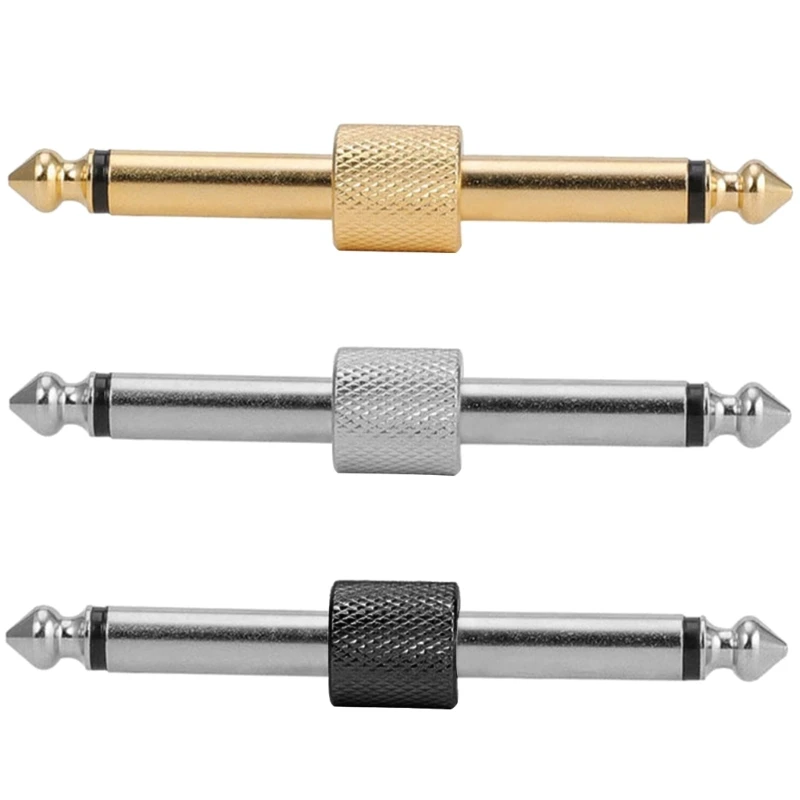 Triple Set Pedalboard Straight Connector Adapters - 1/4 Inch Male to Male Coupler Plugs