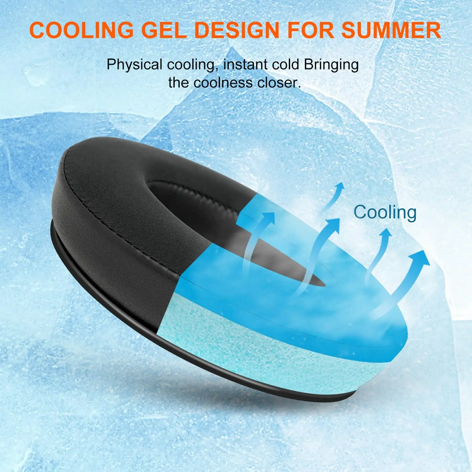 Enhanced Comfort Cooling Gel Ear Pads with Memory Foam for Over-Ear Headphones (Black)