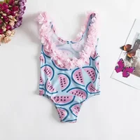 1-5Y Toddler Girls Swimsuits One Piece 2024 Fashion Beach Swimwear for Summer Bathing Suits Baby's Round Neck Ruffle Bath Bikini 4