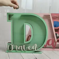 Wooden Piggy Bank Versatile Name Letter Bank Eco-friendly Wooden Money Piggy Bank Personalized Educational Toy for Boys Girls 1