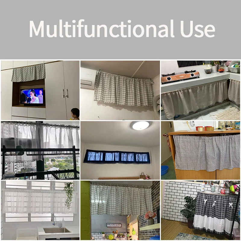 White Lace Window Short Curtains Cafe Bar Dustproof Half Drapes Cabinet Partition Curtain Rod Pocket Windows Sheer Curtains 6