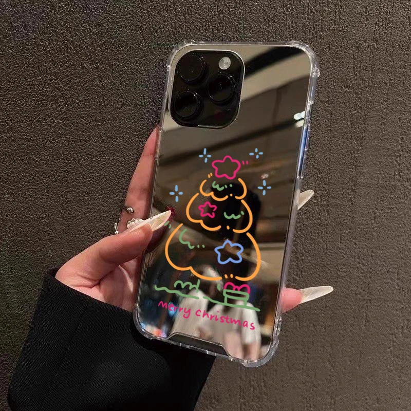 Festive Christmas Tree Star Mirror Acrylic Phone Case Cover