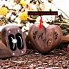 Engraved Walnut Wood Heart-Shaped Double Ring Box for Wedding/Anniversary Gifts Jewelry Organizer 3