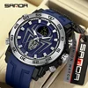 SANDA Men Military Watches Big Spider Dial Sport Watch LED Digital Waterproof Watch Men Multifunction Dual Display Clock Relogio 1