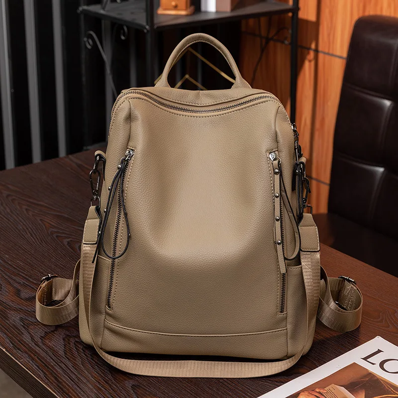 New fashion women's backpack elegant leather school bag for girls large capacity Feminina travel backpack