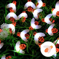 Solar - Powered Honey Bee String Lights - 8 Mode LED Decorative Garden Garland for Holidays and Weddings (White Light)
