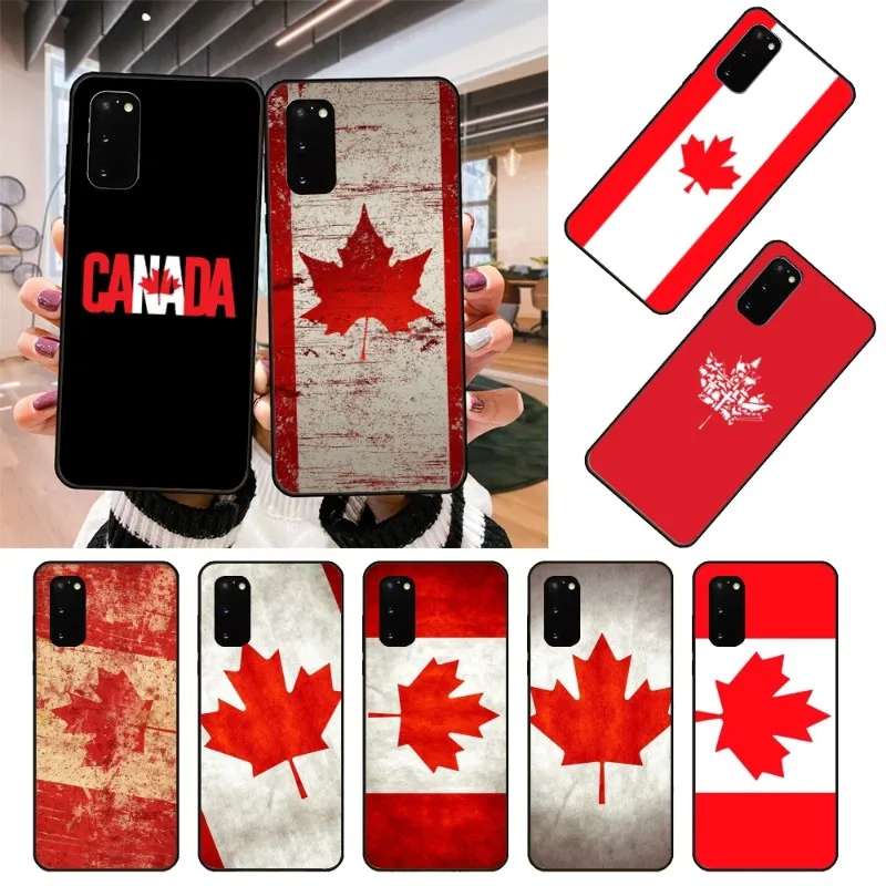 Custodia Per Telefono Con Bandiera Canadese Per Samsung Galaxy S6 S7 S8 S9 S10 S21 S22 Plus Cover Per Telefono Nera Ultra Morbida