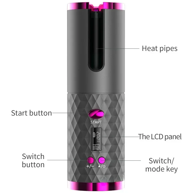 Automatic Hair Curler Portable Wireless USB Rechargeable Auto Rotating Curlers Ceramic Wand Curling Iron Hair Styling Appliance