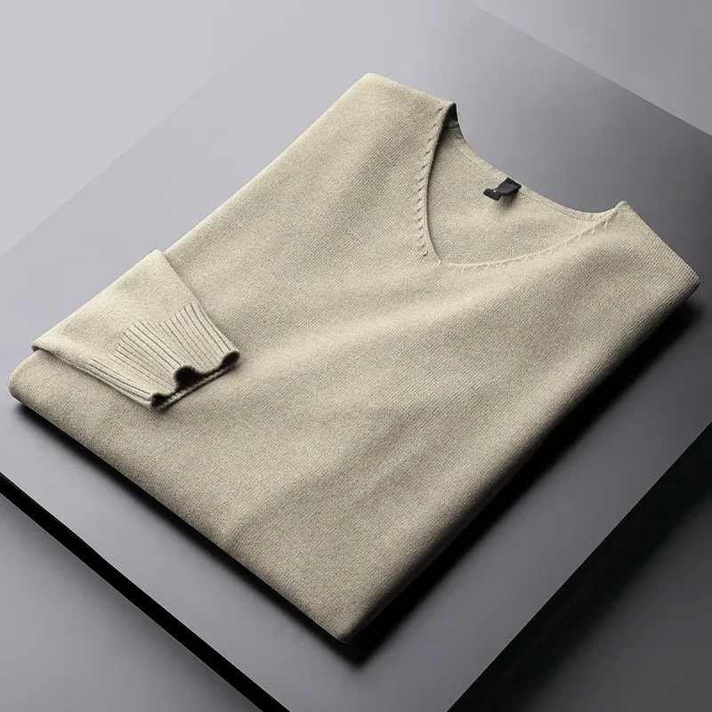 Minglu Autumn Winter Male Sweater High Quality V Neck Knitwear Casual Sweaters Man Plus Size 5xl Fashion Slim Fit Mens Sweater 5