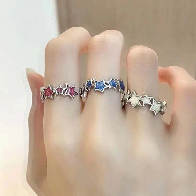 Anello Aperto Con Stella Intrecciata Cool Sweet Fashion Advanced Sense Colorful Star Rings For Women Girls Party Gifts Accessori Per Gioielli