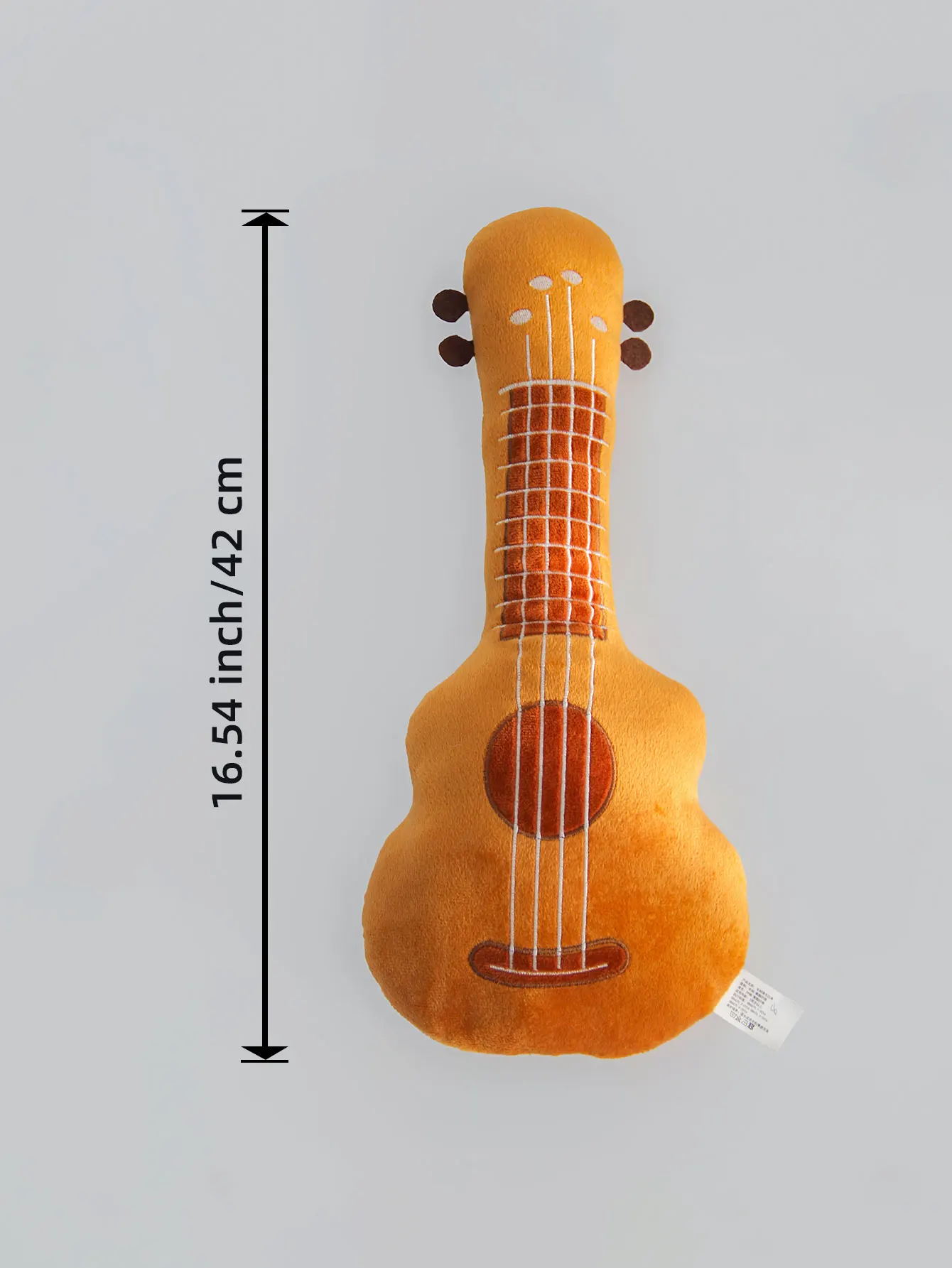 1PC 42cm/16.54인치 나무색 기타 플러시 장난감, 4개의 강철 줄이 있는 부드러운 우쿨렐레, 이상적인 어린이 생일 선물 및 홈룸 장식