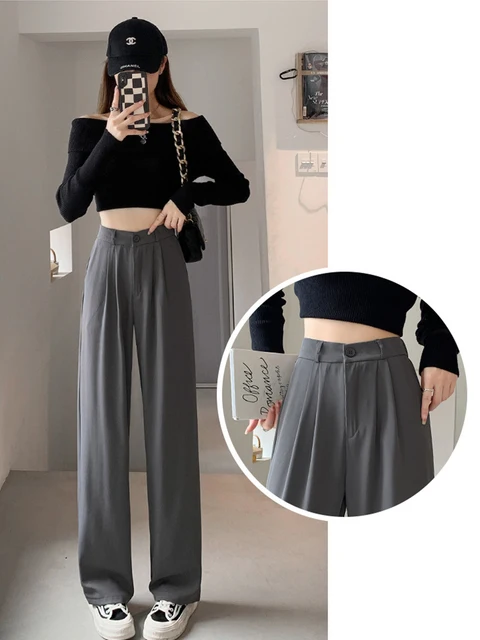 Chic Korean Style Skinny Pants For Women Straight Office Office Trousers  For Ladies With Black Baggy Design, Perfect For Autumn Casual Wear From  Berengaria, $15.82