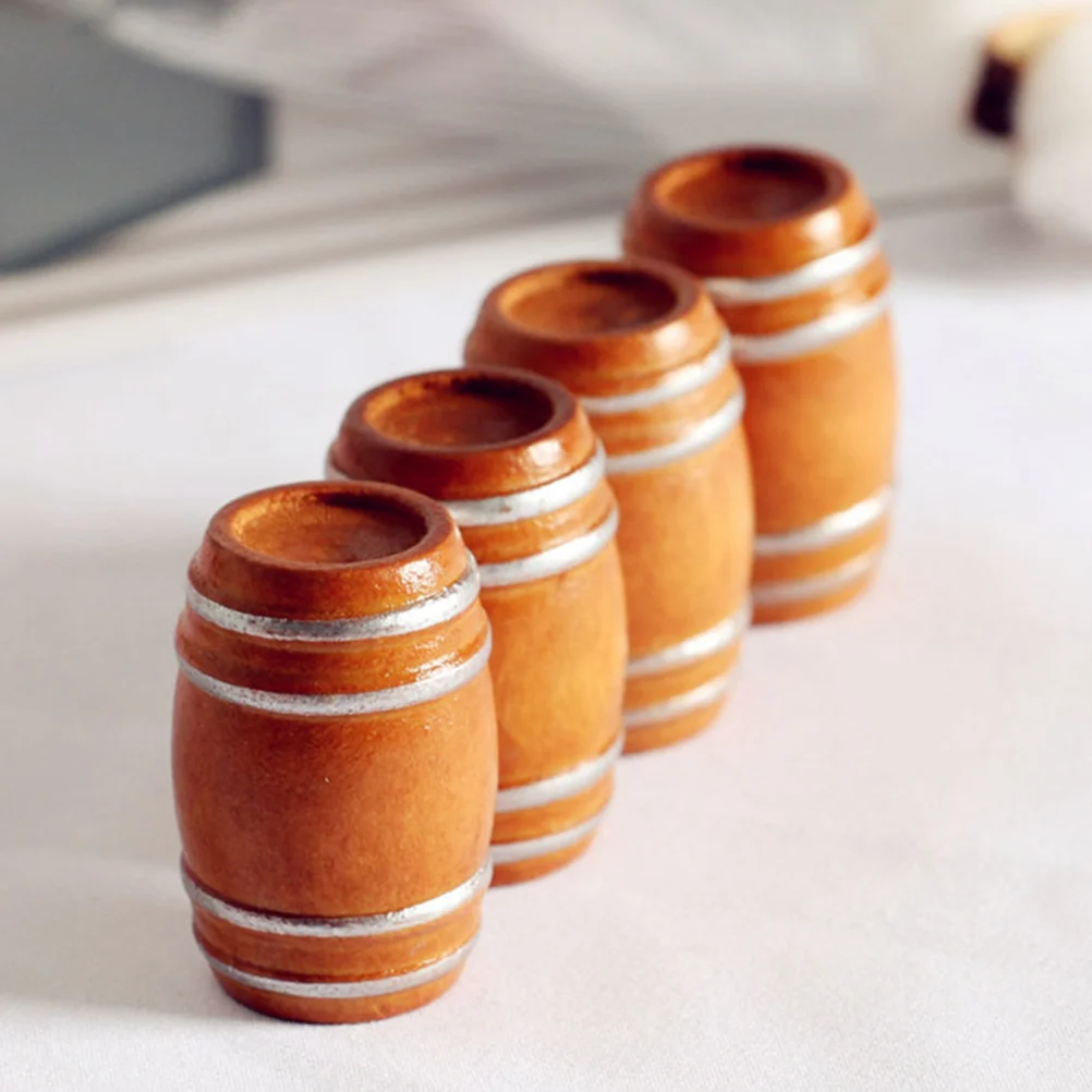 

Miniature Wooden Beer Barrel Dollhouse Wine Barrel Figurine Model Fairy Garden Pub Bar Decor Mini House Drink Accessories Micro