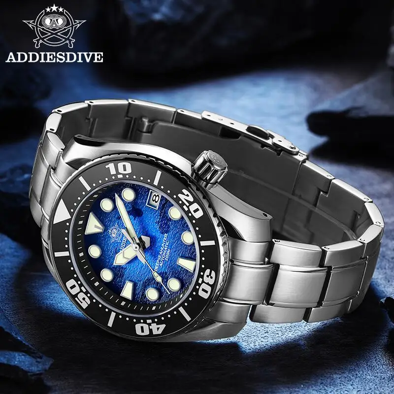 ADDIESDIVE Top brand Men Luxury WatchAD2102 200m Waterproof BGW9 Super luminous relogios masculinos Automatic Mechanical Watches