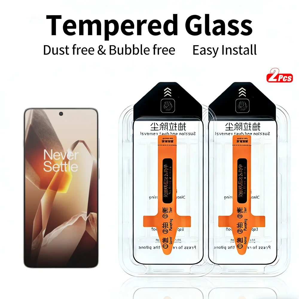 2pcs Tempered Glass for OnePlus 15 13R 13S 13T Screen Protector One-Touch Install