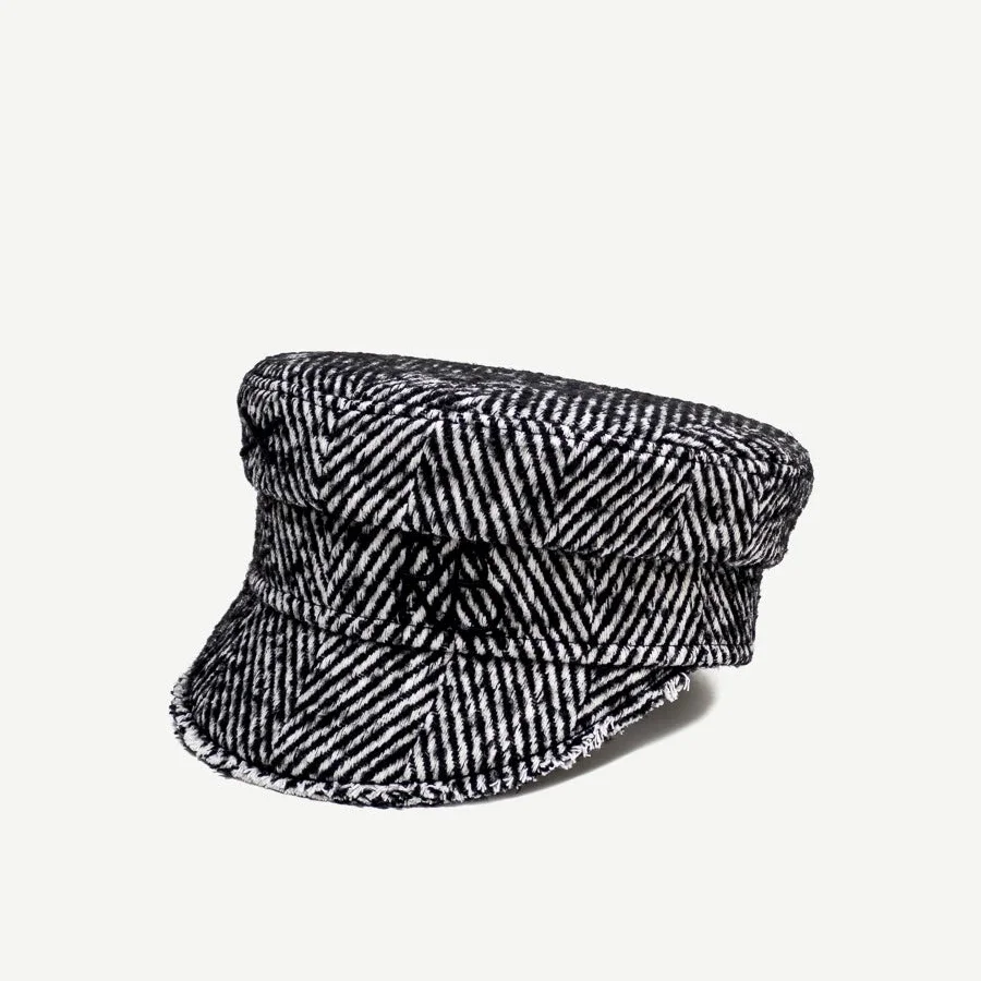 Women Newsboy Caps Wool Flat Visor Cap Autumn Winter Herringbone-wool Baker Boy Cap