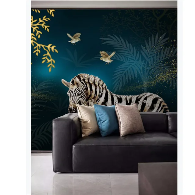 고급스러운 홈 장식을 위한 모던한 빛 럭셔리 골든 포춘 트리 벽지