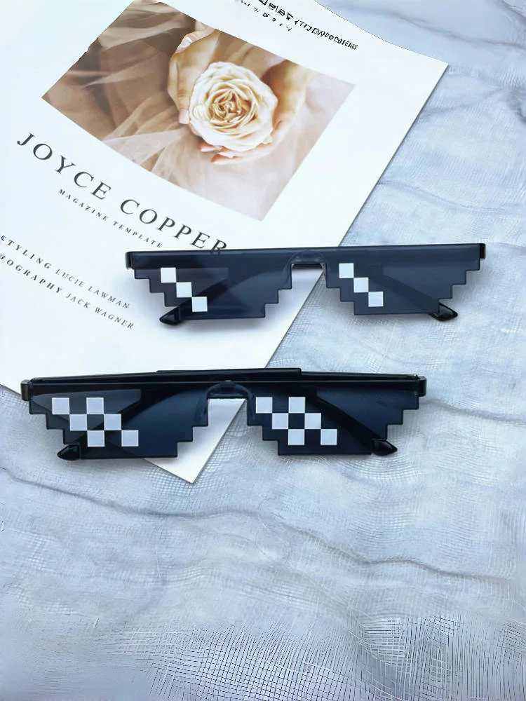 2 Stück Mosaik Sonnenbrille coole Party Vintage Sonnenbrillen Brillen für Männer pixel ige Sonnenbrille lustige Frauen Brille – Detail 1