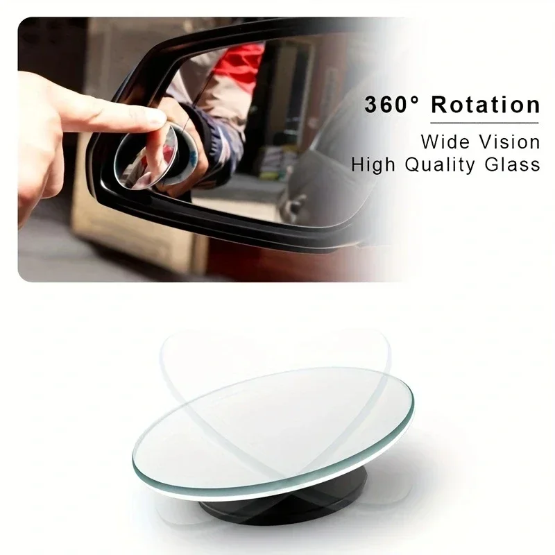 Car Blind Spot Rear View Mirror Wide Angle 360 Degree Adjustable Small Round Mirror Car Reverse Auxiliary Rearview Convex