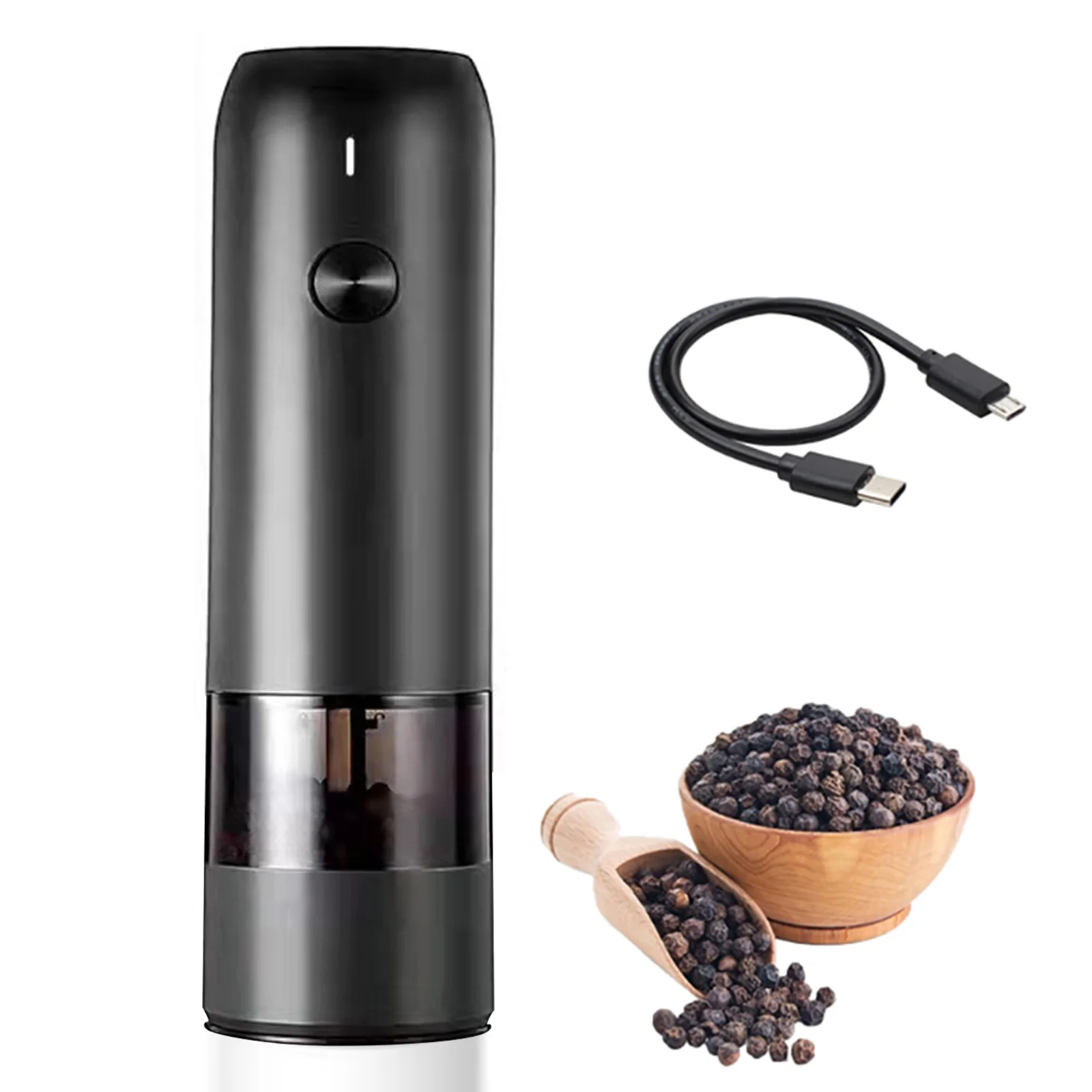 

Electric Pepper Grinder Automatic Grinding with LED Light Adjustable Coarseness Lightweight Kitchen Rotary Tool Handheld Grinder