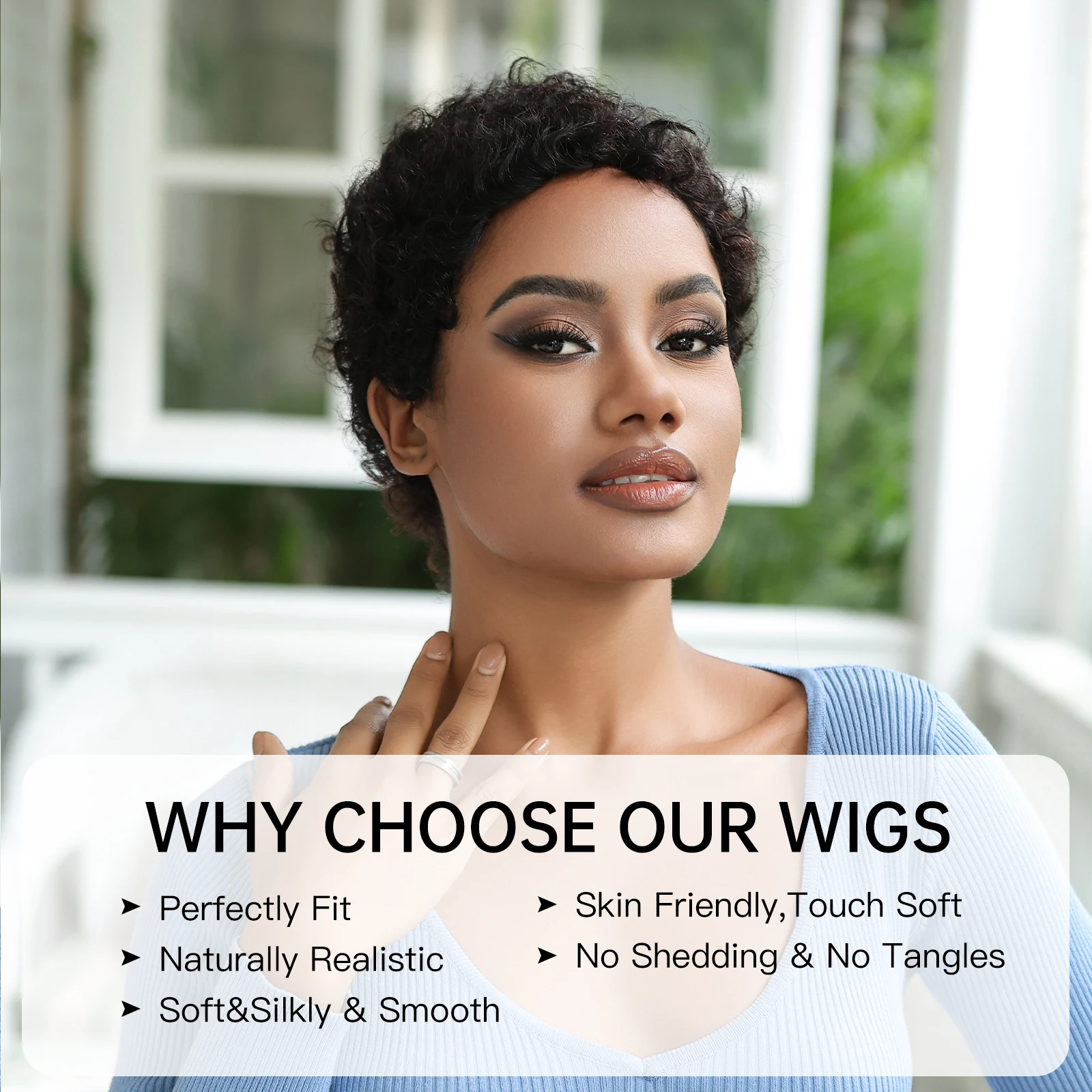 Kinky Curly Wigs Short Pixie Cut Wigs for Black Women Human Hair Brazilian Curly Human Hair Wigs Full Machine Made Glueless Wig