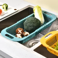 Kitchen Organizer Soap Sponge Holder Adjustable Vegetable Drain Basket Sink Rack Telescopic Drain Rack Kitchen Organizer Gadgets 3