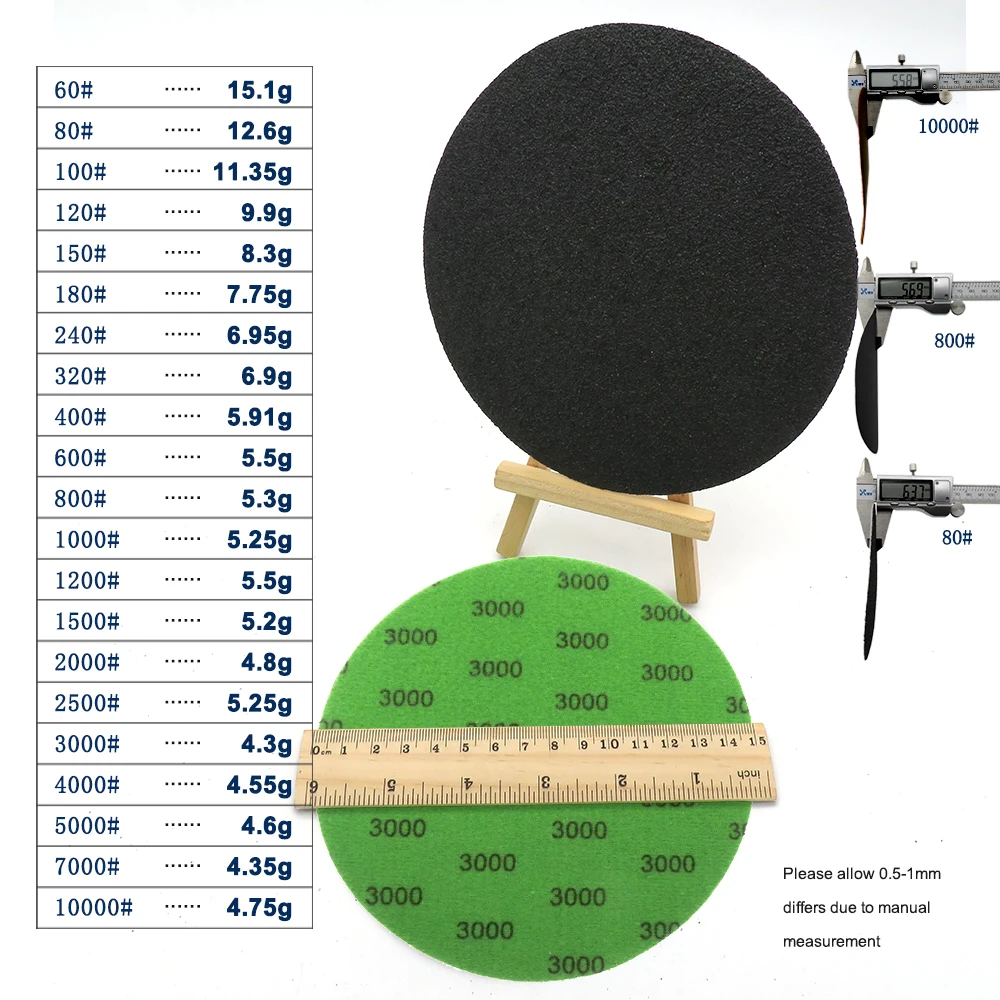 6인치 100개 고성능 방수 훅앤루프 샌딩 디스크 150mm 320-10000 다양한 입자 크기의 습식/건식 그라인더 연마용