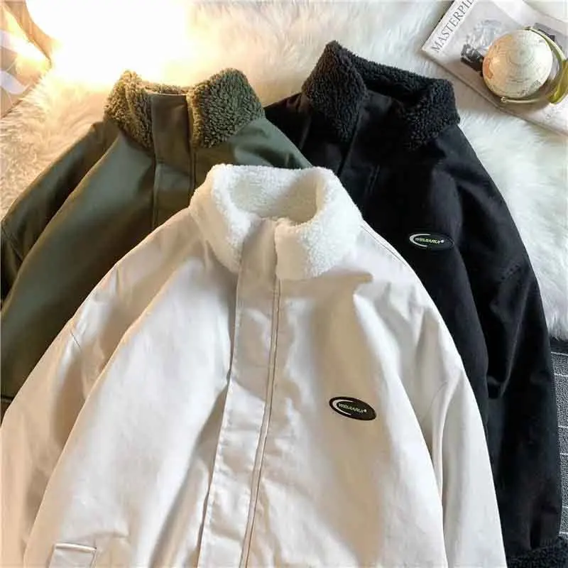 

Zoki Y2K Winter Women Lamb Wool Warm Coat Bf Korean Loose Lapel Double Sided Jacket Harajuku Streetwear Plush Casual Outwear