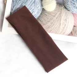 Elastic Hair Fashion Sports Headbands for Women - Solid Color Stretch Bands for Fitness, Yoga, and Makeup (Brown)