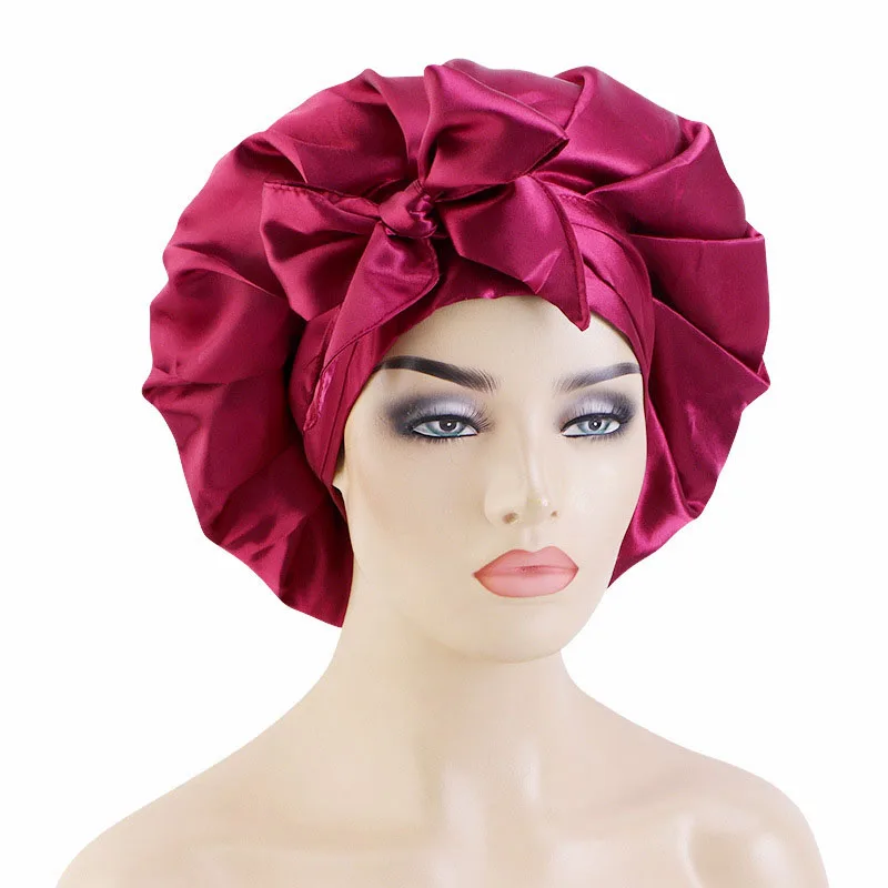 Large Satin Sleep Night Cap African Women Hair Care Bonnet Head Scarf Wrap Beanies Hat Chemo Caps Sleeping Headwear Nightcap