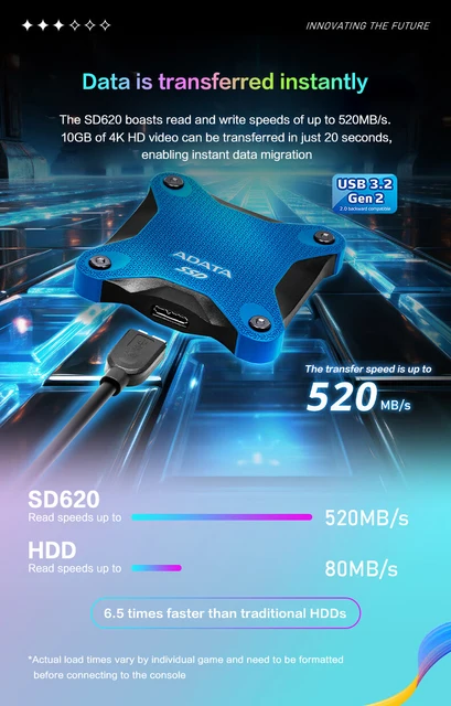 ADATA SD620 External Solid State Drive PSSD 512GB 1TB Up to 520Mb/s  Portable ssd Hard Disk USB 3.2 Gen 2 Hard Drive for PS5 - AliExpress