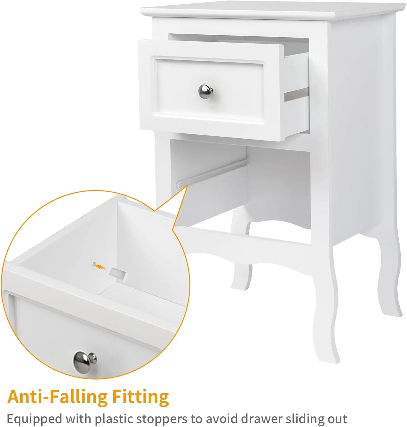 White Nightstand with 2 Drawers, Night Stands for Bedrooms, Small Bed Side Table/White Night Stand with drawers for Small