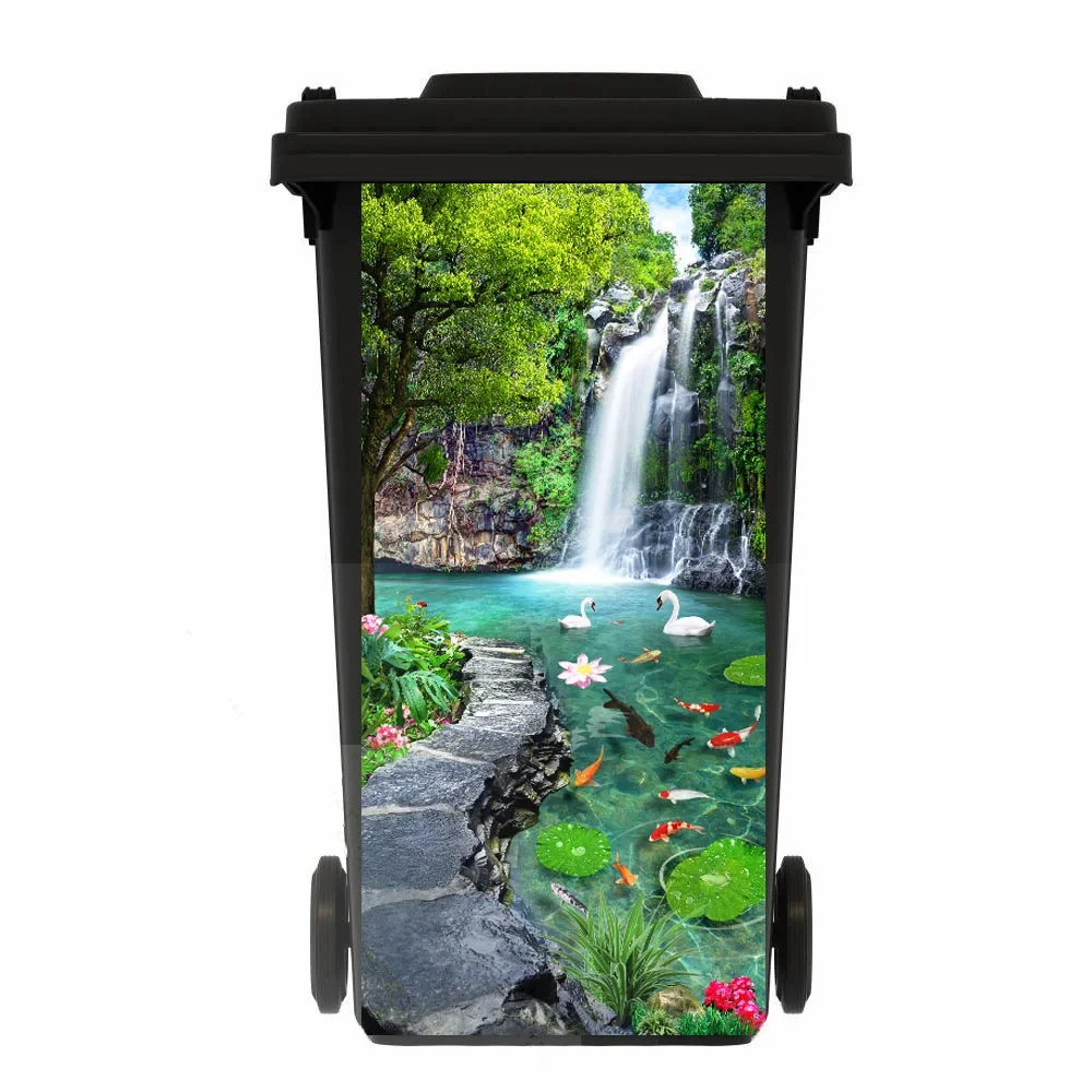 Outdoor trash can sticker Kitchen green plants waterproof art landscape fruit wheel trash can sticker restaurant trash can sticker