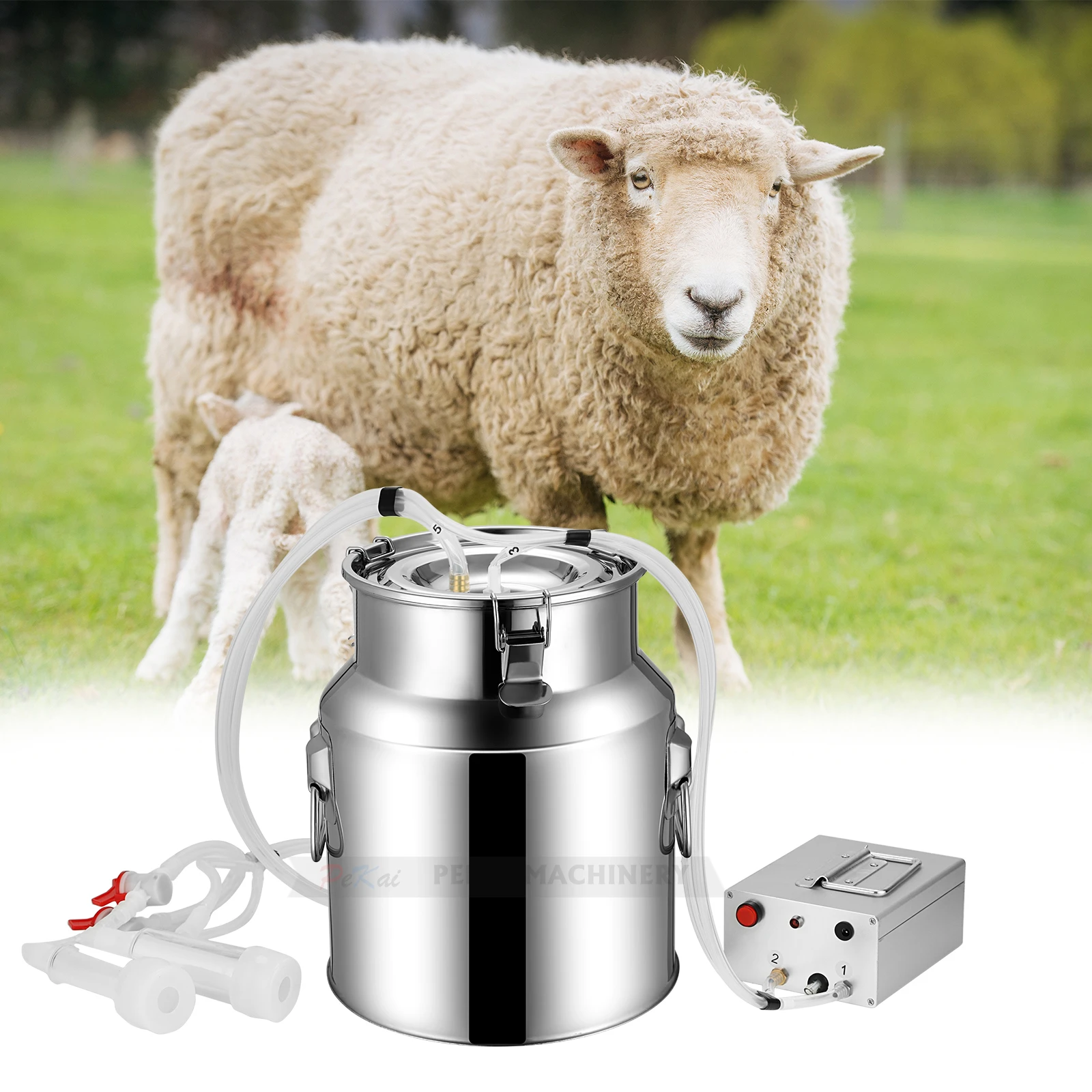 14L Electric Milking Machine Stainless Steel Milker Farm Cow Goat