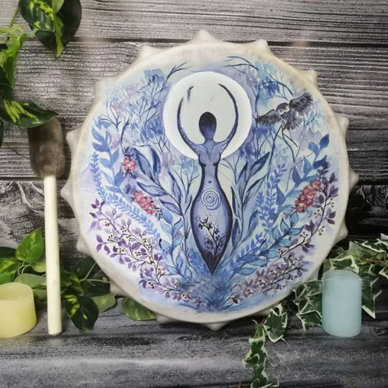 

Vegan Shaman Alchemical Moon Drum Sound Healing Tools Siberian Drum Spiritual Music Percussion Instrument Home Party Decoration