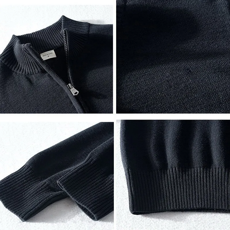 New Fashion Solid Color Sweater For Mens Cardigan Slim Fit Knitred 100%Cotton Autumn Winter Casual Men Clothes 8503 6
