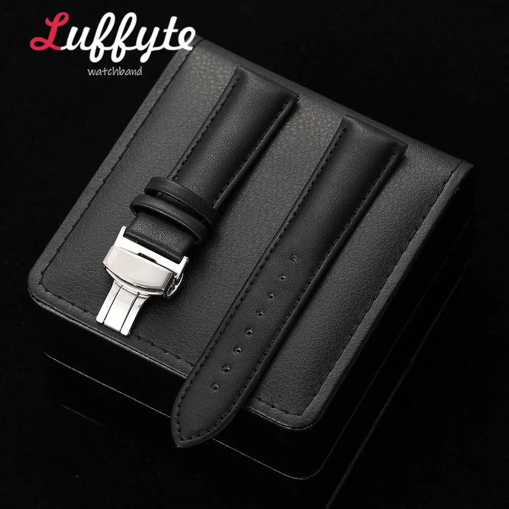 Unisex PU Leather Watch Strap with Stainless Steel Butterfly Buckle - Fashion Casual Accessory