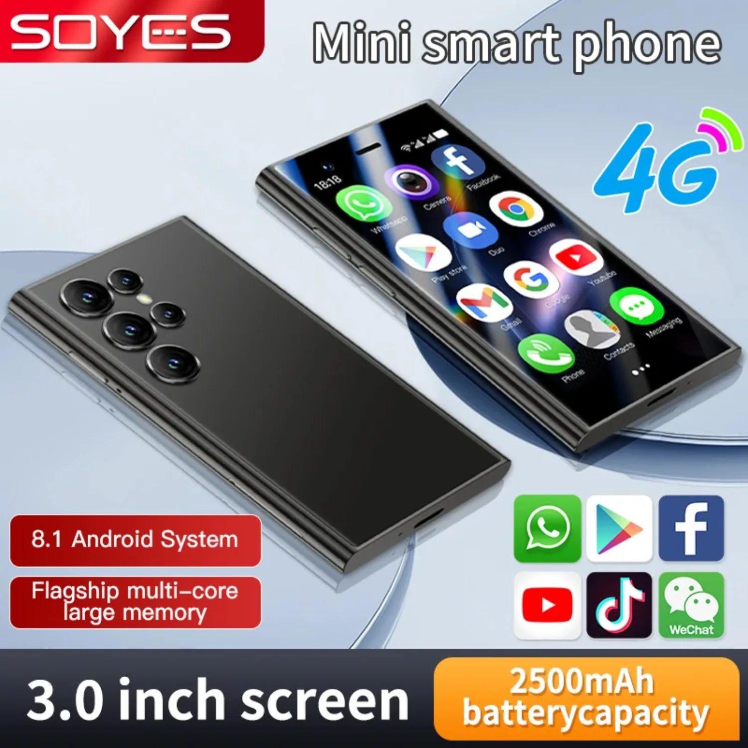 SOYES S24 Pro Max 4G Mini Smartphone Android 8.1 Dual SIM Standby 3 inch HD 2GB+16GB 2500mAh Chargers From Various Countries