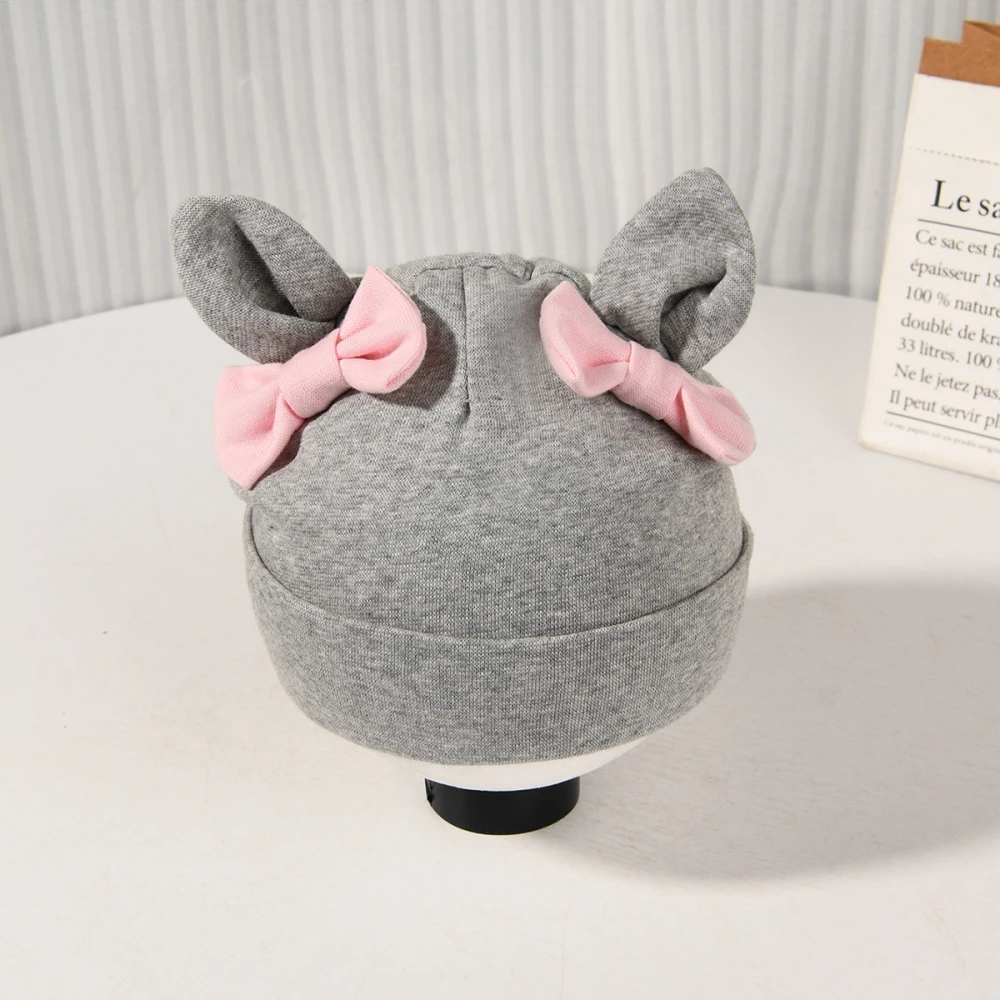 Autumn Winter Toddler Girls Rabbit Ear Bow Knot Cotton Beanie Hat For Kids Baby Hat