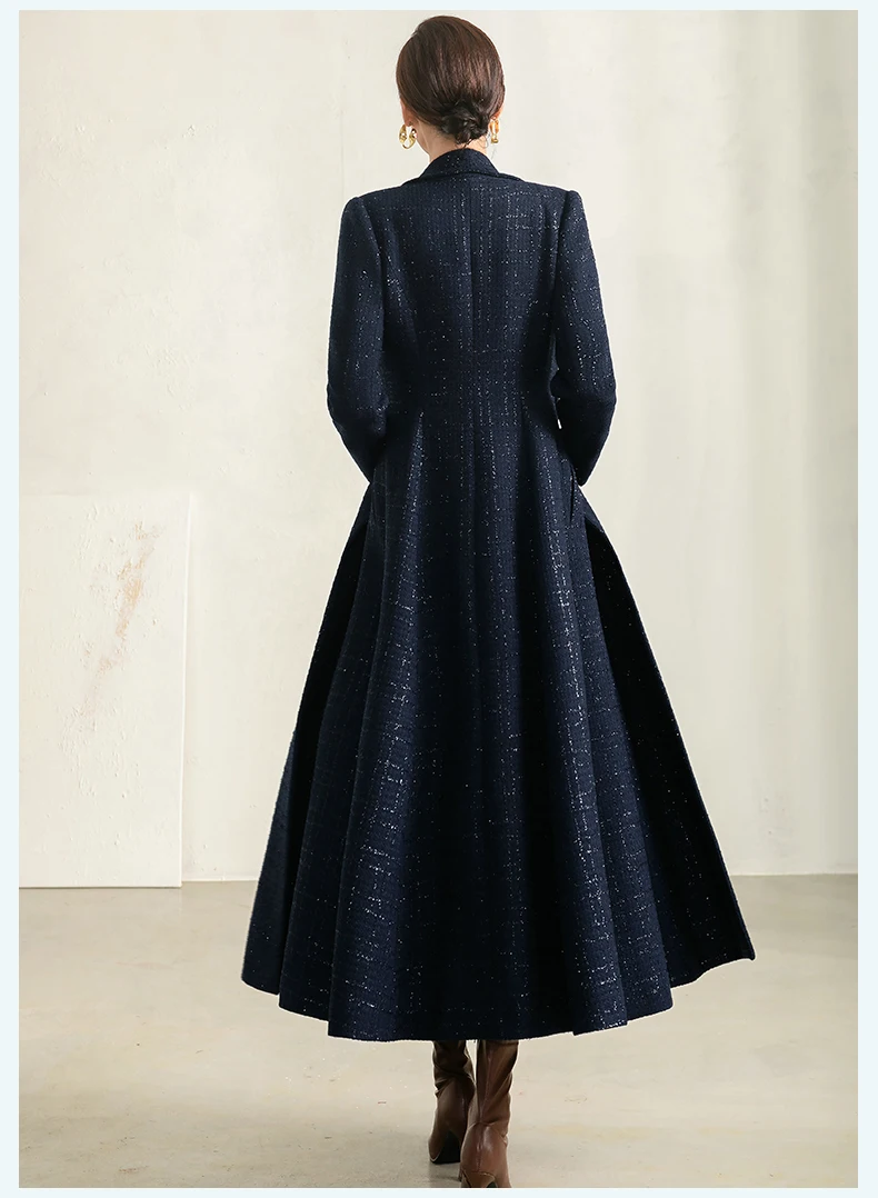 Blue Plaid Wool Coat Image 11