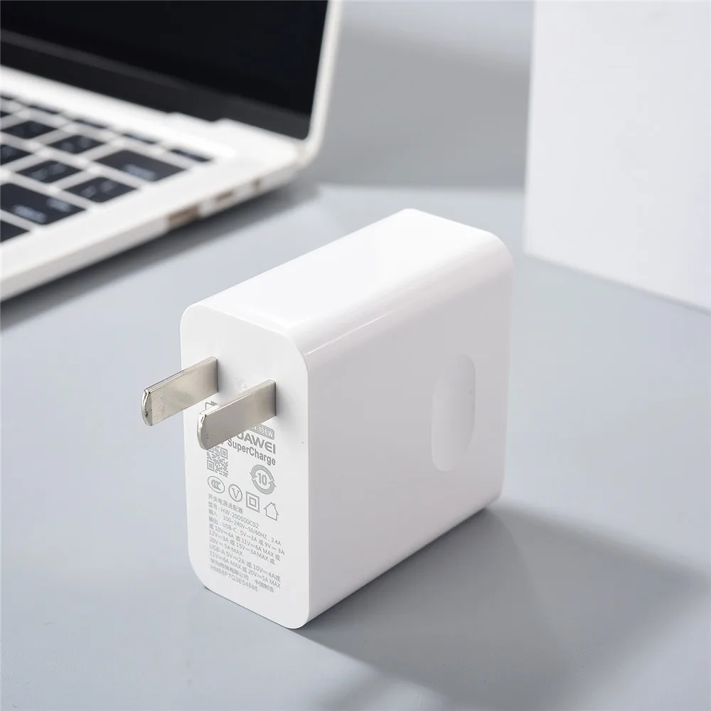 thumbnail image 1 of Cargador ultrarrápido Huawei Pura 70 Pro original de 100 W, puerto dual, adaptador de corriente USB C, cable PD de 6 A para MateBook/Pad Mate60 RS, 1 of 5