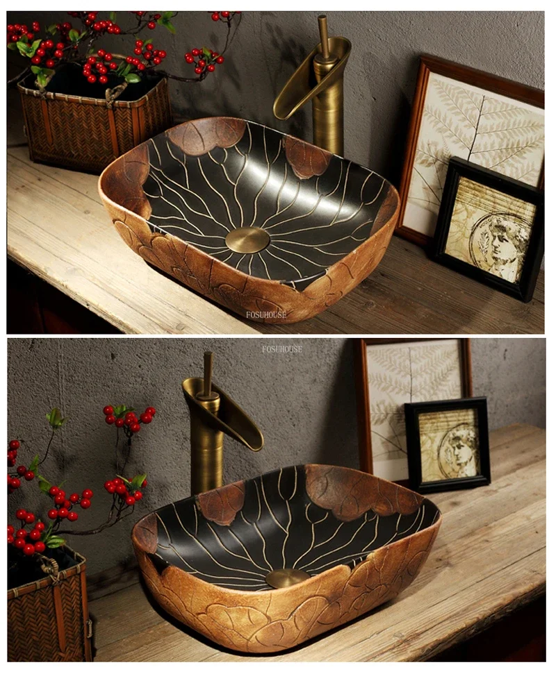 Ceramic Bathroom Sinks Oval Countertop Basin Home Bathroom Amenities Washbasin Small Art Single Basin Bathroom Washbasin N
