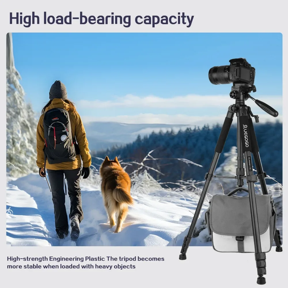 Q188 187cm/73in Tall Tripod Stand for Professional Camera Spotlight Telescope Binoculars 360&deg; Rotatable Phone Holder for Video phone tripod,camera tripod,foldable tripod,smartphone tripod