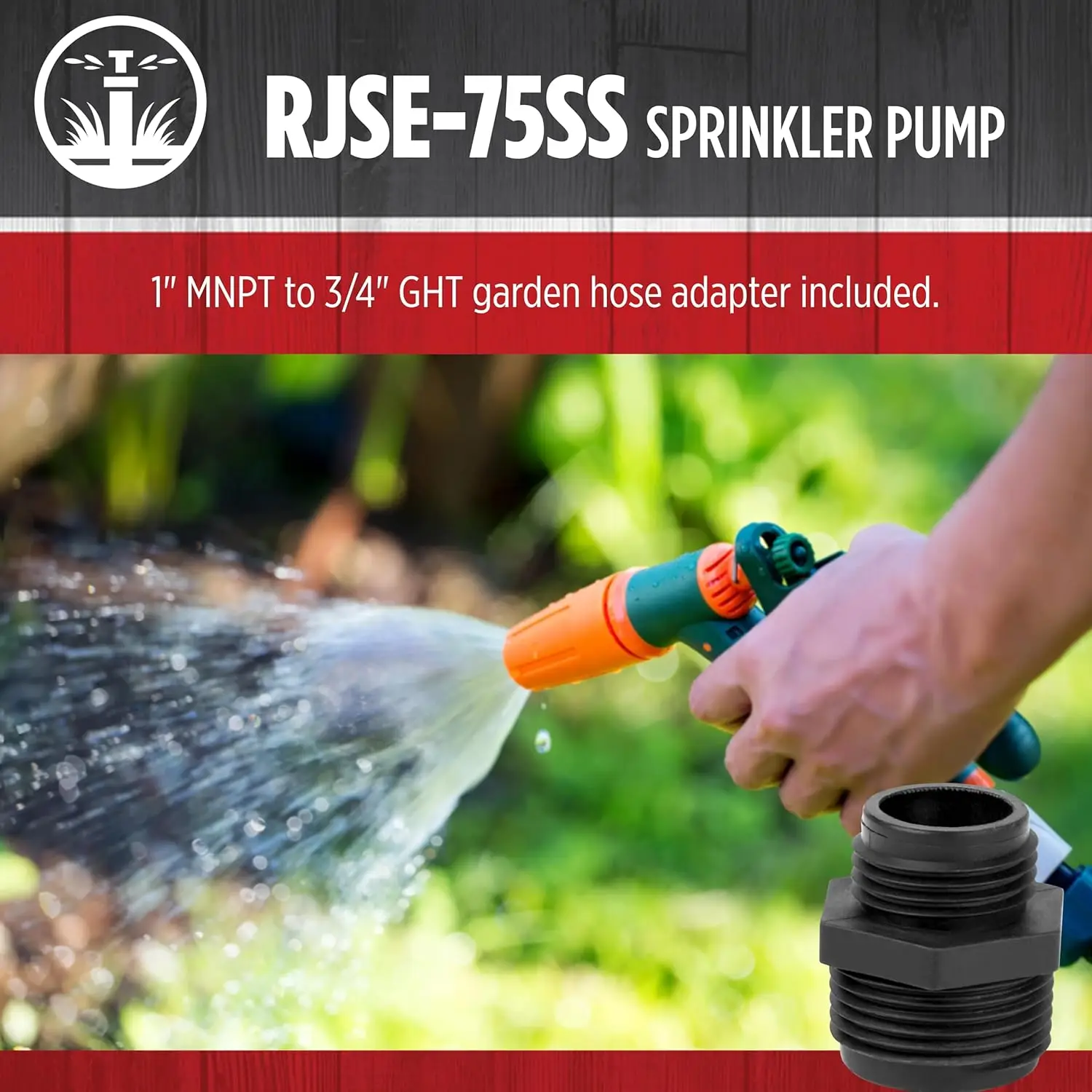 Stainless Steel 3/4 HP Sprinkler Utility Pump with 115V, 11 GPM, 8ft Cord, Red Lion RJSE-75SS