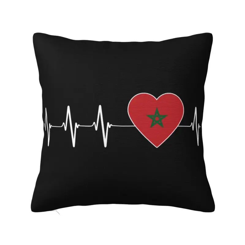 

Heartbeat Morocco Country Flag Cushion Cover Moroccan Heart Family Soft Cute Pillow Cases Decor Home